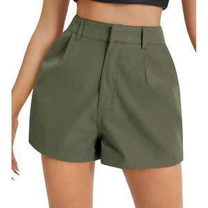 Wearpex Women's Summer Casual Solid Colors Mid Waist Wide Leg Shorts Pockets Breathable Quick Dry 100% Polyester <b>Drawstring</b> - Product Image 3