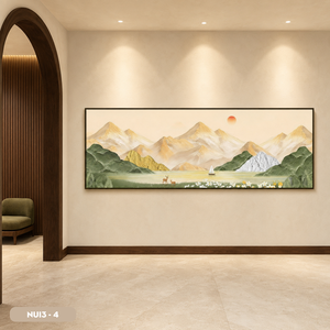 Peinture murale de paysage en soie de haute qualité, artisanat artistique fait main, décoration intérieure, impression personnalisée, usine du Vietnam - Product Image 3