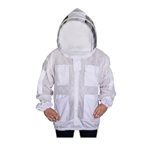 Custom White Three Layer Beekeeping Protective Jacket with Fencing Veil Loose Fit Wasp Safety Coat Unisex - Product Image 5