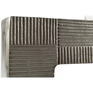 Vase de table moderne en métal architectural, fait main, finition argentée, 39 cm de hauteur, texture géométrique, décoration - Product Image 6