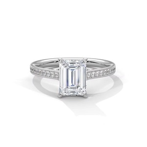 Bague en diamant taille émeraude VVS de 1 carat, cultivé en laboratoire, sertie à griffes, pour fiançailles et mariage, luxe durable, prix d'usine - Product Image 1