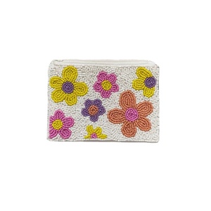 Amazing new beautiful hand made seed beaded <b>pouch</b> with <b>mini</b> zipper <b>pouch</b> use for women and girls from India - Product Image 4