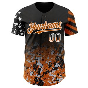 Camiseta de Béisbol Personalizada con Bandera de EE. UU. en Negro, Camuflaje Blanco-Púrpura Degradado, Estrellas y Rayas, Dos Tonos, Auténtica, 100% - Product Image 3