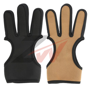 Gants de tir à l'arc en cuir à 3 doigts, avec sangle de poignet réglable, pour tir à l'arc classique et chasse, vente en gros, direct usine - Product Image 4