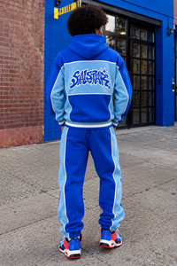 Ensemble de survêtement bleu pour homme, streetwear personnalisé, sweat à capuche 2 pièces, ensemble de survêtement sportif décontracté avec impression par sublimation - Product Image 4