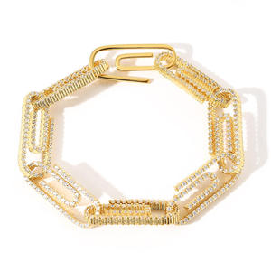 Bracelet en moissanite de style hip-hop, finition rhodiée, disponible à un prix raisonnable en provenance d'Inde. - Product Image 3