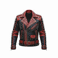 Blouson en cuir unisexe style punk pour motard, type café racer, avec fermeture éclair, capuche et col rabattable en peau de mouton, prêt pour l'hiver