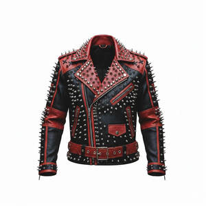 Men’s Punk Leather <b>Jacket</b> Studded Spiked Motorcycle Biker <b>Jacket</b> <b>Gothic</b> Rock Leather <b>Jacket</b> - Product Image 2