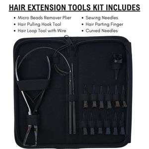 Kit Profesional de Herramientas para Extensiones de Cabello: Aguja Curva para Separar Cabello, Gancho de Alambre, Pinza para Microperlas y Suministros - Product Image 2