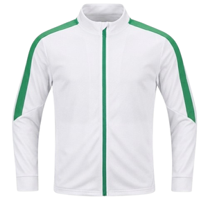 Men's <b>White</b> Color Blocking Racer <b>Jacket</b> With Purple Orange Stripes Full Zip Stand Collar Sporty Breathable Polyester Spring Wear - Product Image 2