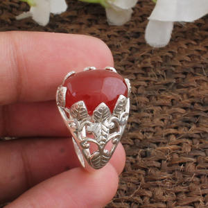 Bague Classique en Argent Sterling 925 avec Onyx Rouge Naturel en Forme de Fleur pour Femme, Idéale pour Mariage et Soirée, Bijoux Indiens en Gros - Product Image 4