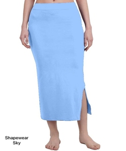 Jupe crayon taille haute pour femme, bleu ciel, fente latérale, longueur mi-mollet, tissu extensible sculptant, toutes saisons - Product Image 1