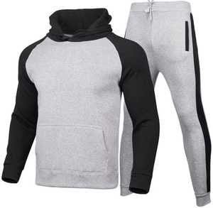 Ensemble sweat-shirt à capuche et jogging pour homme, couleur unie, streetwear, coupe classique, vêtements d'hiver, tissu en molleton 100% coton, poche - Product Image 4