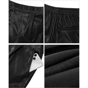 2025 <b>Women's</b> High-Waisted Faux Leather Pull-On Pleated Side Slit <b>Shorts</b> Elastic Waist with Pockets Pleather Skirt Style - Product Image 4