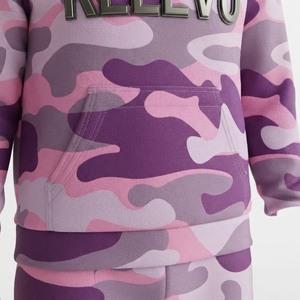 Men Purple <b>Camouflage</b> <b>Tracksuit</b> Hooded Full Sleeve Casual Sportswear Set Breathable 100% Polyester - Product Image 4