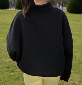 Custom Women's Letter Patch Embroidered Sweatshirt Oversized Turtleneck Lapel <b>Drop</b> Shoulder Pullover Manufacturer - Product Image 6
