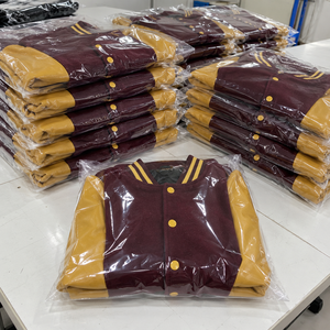 เสื้อแจ็คเก็ตวาร์ซิตี้บล็อกสีสำหรับผู้ชาย คอตั้ง ผ้าวูลผสม แขนหนัง เสื้อคลุมสำหรับฤดูใบไม้ร่วง - Product Image 6