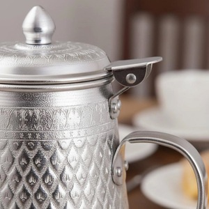 Stainless Steel Eco-Friendly Tea Coffee <b>Pot</b> Cover <b>Lid</b> Stylish Beverage Kettle Luxury Serving Design Polished Finish Hotel - Product Image 4