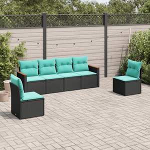 Conjunto de Sofás para Patio en Negro y Azul, Colección de Muebles Elegantes para Exteriores - Product Image 1