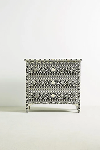 Traditional Handmade Wooden Chest With Bone Inlay 3 Drawer Cabinet Living Room Furniture Antique Style - Product Image 2