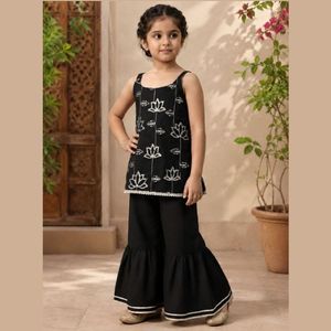 Premiums Kids Cotton Blend Embroidered <b>Top</b> Bottom Set Designer Fully Stitched Ethnic Wear Wholesale Rate By Royal Export - Product Image 2