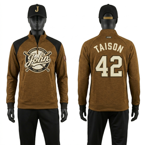 Chaqueta de Entrenamiento de Béisbol para Hombre, 340 GSM, Forro Polar de Poliéster Premium, Diseño de Paneles Raglán en Marrón y Negro, Logotipo Bordado Sublimado Personalizado - Product Image 1