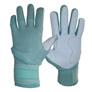 Mint Green Leather Baseball Batting Gloves Breathable Perforated Palm <b>Grip</b> <b>Control</b> Adjustable Wrist Support Custom Training - Product Image 1