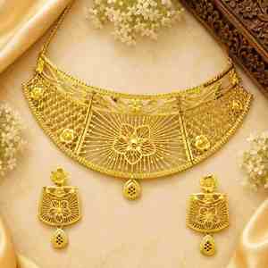 เครื่องประดับแฟชั่นขายส่ง ทองชุบ 14K 18K 24K แบบไมครอน สไตล์ดูไบ ตุรกี สร้อยคอแบบโชคเกอร์ ชุดเครื่องประดับดีไซน์ดั้งเดิม - Product Image 2