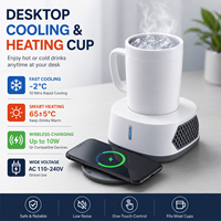 Calentador y Enfriador de Tazas de Escritorio PT-503 con Carga Inalámbrica, Dispositivo Electrónico de Consumo