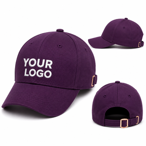 Custom Embroidered Logo Baseball Cap 6-Panel Twill Cotton Adjustable Unisex Solid Color Casual <b>Hat</b> With Metal Buckle - Product Image 1