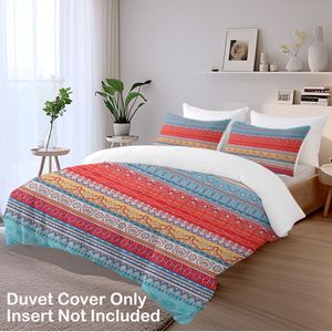 Set Copripiumino 3 Pezzi Motivo Boho Arancione e Blu, Misura Super/King California per Adulti, Decorazione Camera da Letto, Leggero, Set Biancheria da Letto 3 Pezzi - Product Image 2