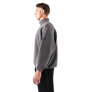 Men's Charcoal Gray Quarter Zip Pullover Sweatshirt Lightweight Fitness Training Top Long Sleeve Activewear Sportswear Wear - Product Image 3
