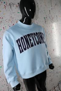 Sudadera HONEYCOMBS SKY BLUE con cuello alto, 100% azul, con apliques bordados, cuello ancho, URBAN PRODUCTIONS - Product Image 3