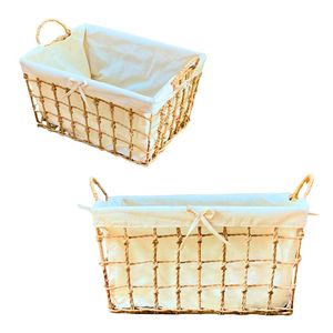 High-Quality Natural Water Hyacinth Seagrass Rattan Bamboo <b>STORAGE</b> <b>BASKET</b> with Frame Cotton Liner Organizer Vietnam Crafts - Product Image 1