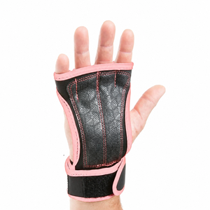 Half Finger Fitness <b>Gloves</b> Pink Black PU Leather Adjustable Wrist Strap <b>Weight</b> Lifting Gym Unisex - Product Image 3