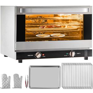 Forno a Convezione Commerciale da 47L/43Qt, Mezza Dimensione, 1600W, 4 Ripiani, con Porta Frontale in Vetro, Forno da Banco per Hotel - Product Image 1