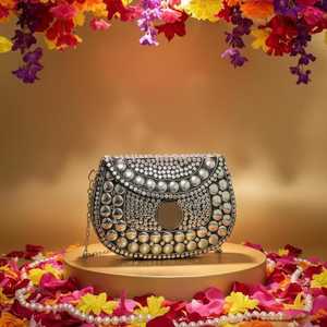 Pochette de soirée de créateur en nacre avec chaîne en métal doré, faite à la main, pour femme, avec chaîne d'épaule - Product Image 4