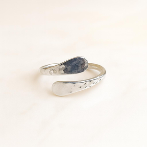 Hammered <b>Sterling</b> <b>Silver</b> <b>Adjustable</b> <b>Ring</b> Minimalist Open Cuff Handmade Textured Stackable Band Dainty Boho Jewelry for Women - Product Image 5