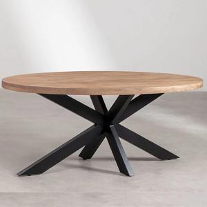 Vandana Hexa Radiant Oval Wood <b>Table</b> With Metal <b>Legs</b> (Solid Wood ) - Product Image 2