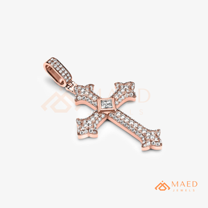 Colgante de Cruz de Moissanita con Incrustaciones, Collar Estilo Hip Hop, Acabado en Oro Rosa, Joyería de Lujo Brillante, Regalo para Hombres y Mujeres - Product Image 6