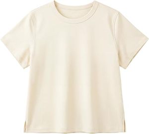 Camiseta de Manga Corta Color Crema Personalizada para Mujer, Corte Regular, Ropa Casual, Color Sólido, Tejido de Punto - Product Image 6