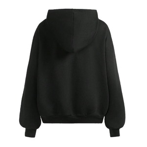 Sweat-shirt à capuche zippé en molleton noir uni surdimensionné pour homme, coupe décontractée à manches régulières, orné de strass, respirant, idéal pour l'hiver - Product Image 5