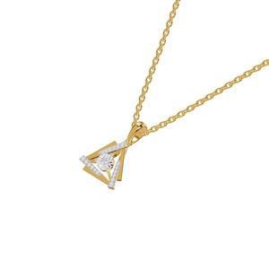 Collier pendentif triangle en zircon plaqué or sur argent sterling, chaîne à maillons géométriques, bijoux pour femmes - Product Image 1
