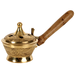 Quemador de incienso de latón puro de alta calidad con acabado pulido, quemador de Loban tradicional de latón vintage para decoración del hogar. - Product Image 1