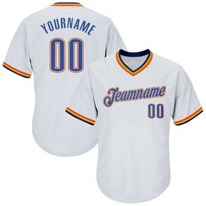 Camiseta de Béisbol Blanca Personalizada con Cuello en V para Hombre, Manga Corta, Nombre del Equipo Impreso, Ropa Deportiva de Poliéster que Absorbe la Humedad - Product Image 6