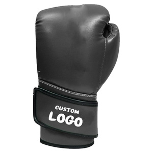 Gants de boxe en cuir synthétique gris unisexe, pack mat, fabrication sur mesure OEM, gants d'entraînement MMA, sangle de poignet réglable, 12 oz, anti-humidité - Product Image 3