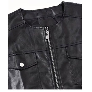 Top Trending <b>Men's</b> Genuine <b>Leather</b> Motorcycle Racing Vest Solid Black Color Rider Sleeveless <b>Jacket</b> for <b>Men</b> - Product Image 5