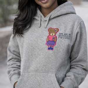 Sweat à capuche gris Jack and Jill avec ours brodé et motif You Are The Future, sweat à capuche confortable et élégant pour enfants et adolescents - Product Image 5