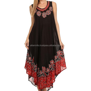 Robes d'été sans manches décontractées pour femmes Nouveaux modèles Robes sexy pour le soleil pour femmes Belle robe maxi à imprimé pinceau - Product Image 3