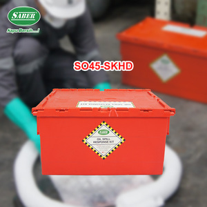 Kit de Respuesta a Derrames de Petróleo de Alta Resistencia, Contenedor de Plástico de 45 Litros, Absorbente de Hidrocarburos, con Equipo de Protección Personal y Bolsas para Seguridad Industrial - Product Image 3